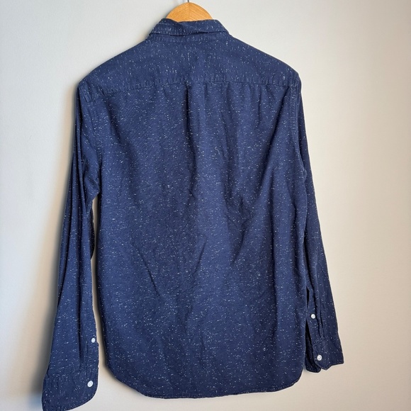 J. Crew Factory Men's M Slim Marled Cotton Button Down Shirt Navy Preppy Office - Picture 6 of 14